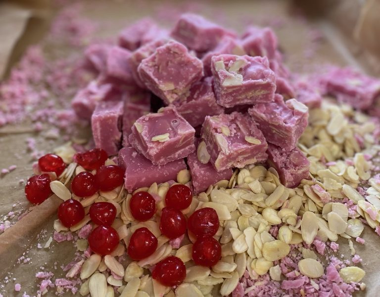 Cherry Bakewell Fudge Burley Fudge Shop